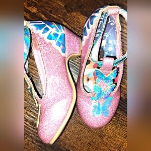 Disney Princess Girls Shoes Toddler 7  Glittery Ball Shoes Butterflies Prissy